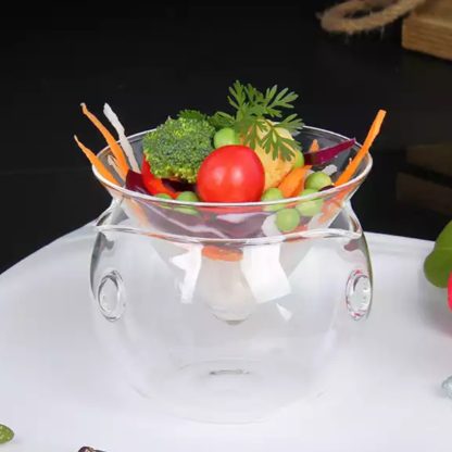 Creative dry ice smoke ice cream glass bowl artistic conception vegetable salad dessert bowl molecular cuisine 2 in 1 tableware
